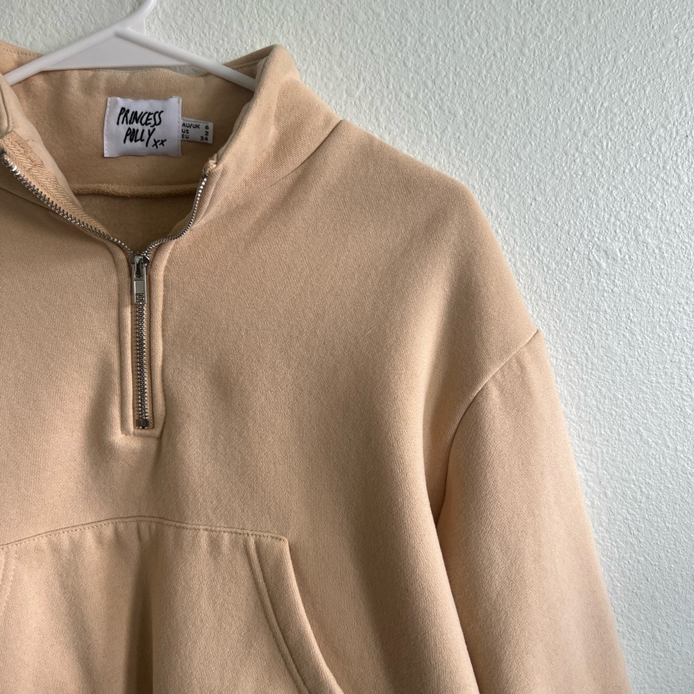 Cream Cropped Hoodie